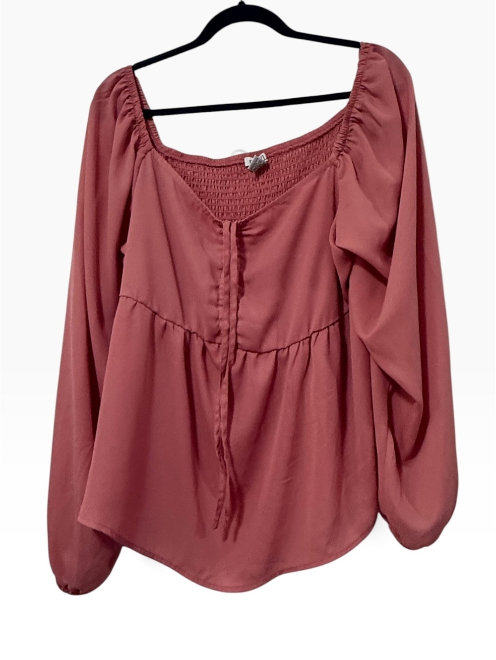 rue21 Women's Long Sleeve Smocked Back Blouse XL Rose